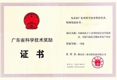 Guangdong Eyaleti Bilim ve Teknoloji Ödülü Birincilik Ödülü